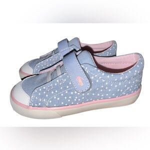 See Kai Run Light Blue Polka Dot Sneakers with Pink Trim size 10 new